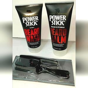 4PC Mens Grooming Beard Box! Beard Comb & Brush Gift Set. Beard Wash & Balm Kit